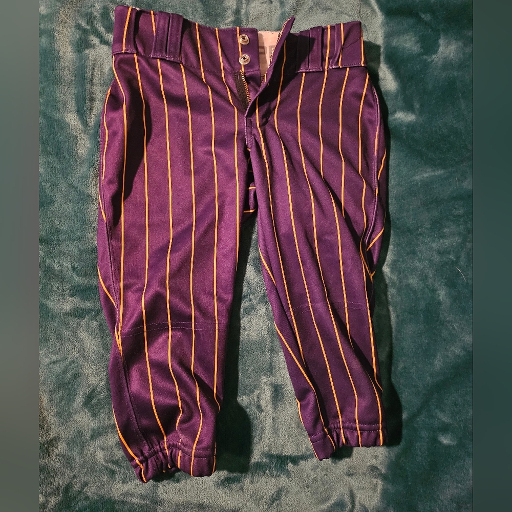 Striped Purple Girls Softball Pants